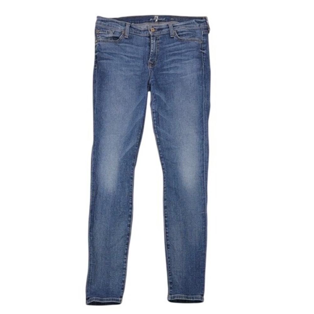 7 For All Mankind Theβ Skinny Jeans Womens 30 Medium Wash Blue Stretch Denim USA